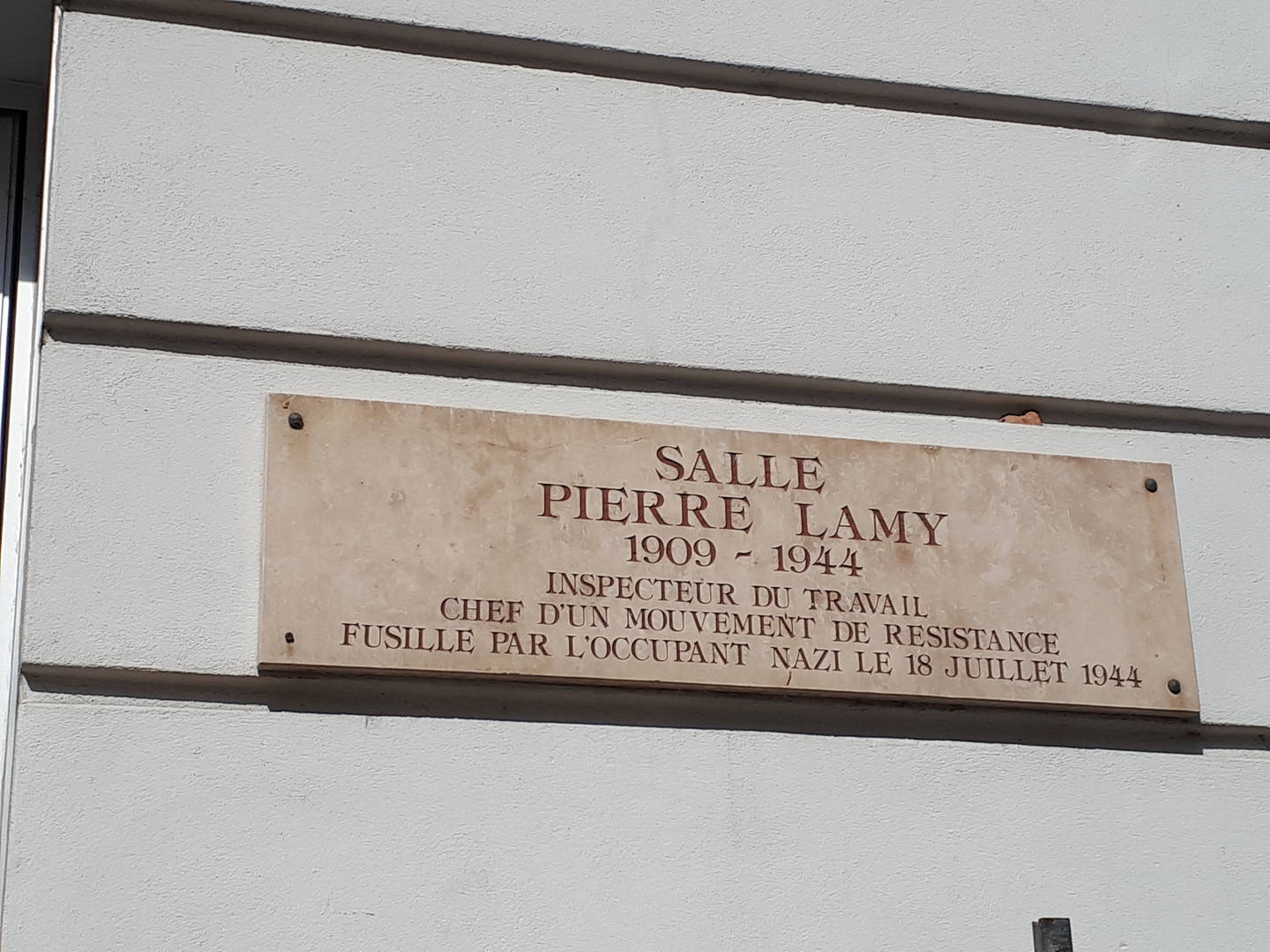 Salle Pierre Lamy. Plaque commémorative 74000 ANNECY - Memospace